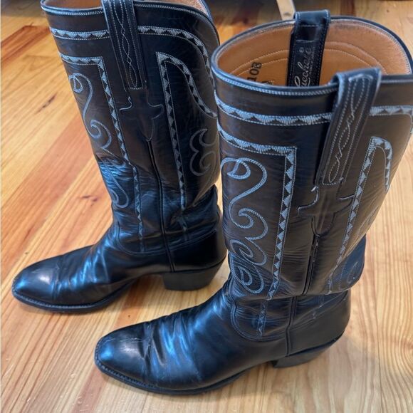 Vintage Lucchese San Antonio Embroidered Boots Black L1138 Men’s Size 10B - Picture 5 of 16